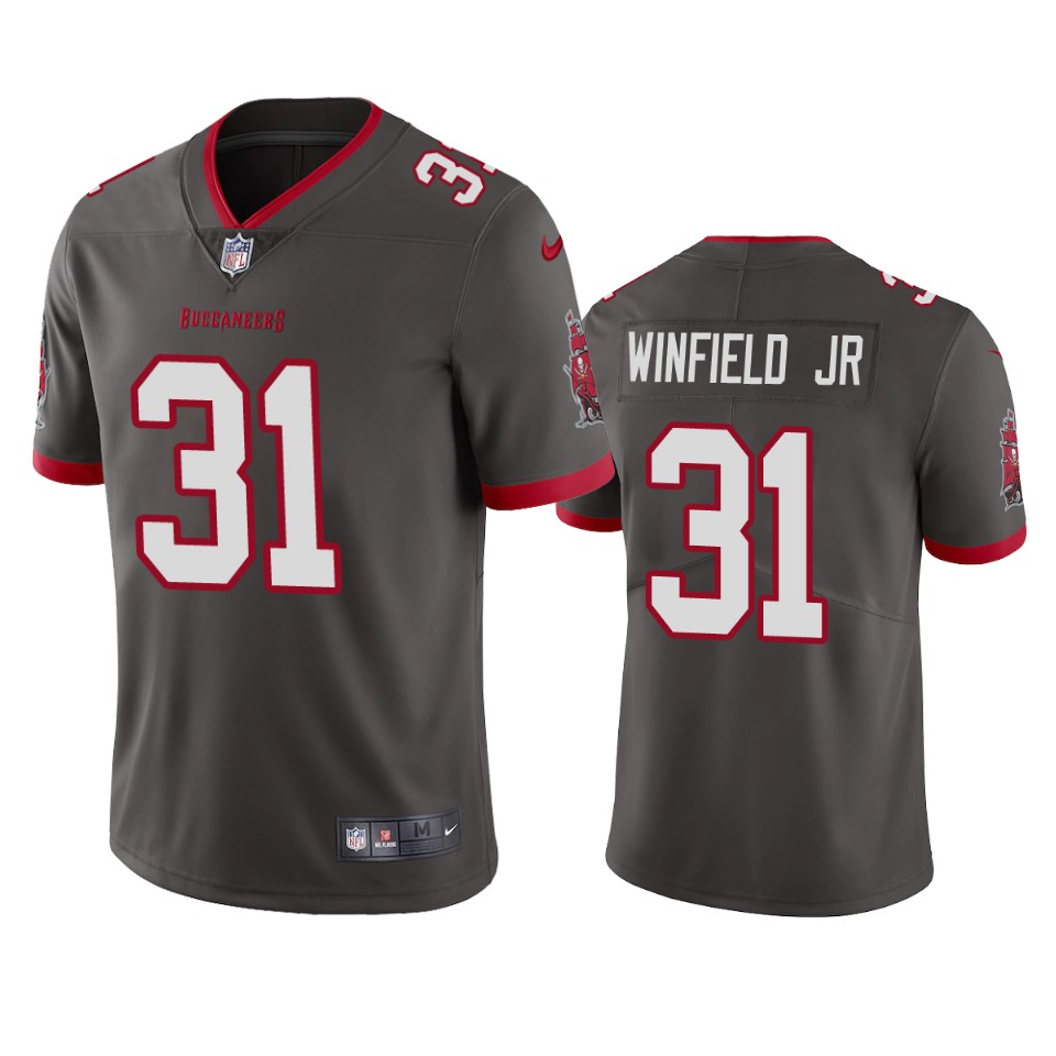 Men Nike Tampa Bay Buccaneers #31 Antoine Winfield Jr. Pewter 2020 NFL Draft Vapor Limited Jersey